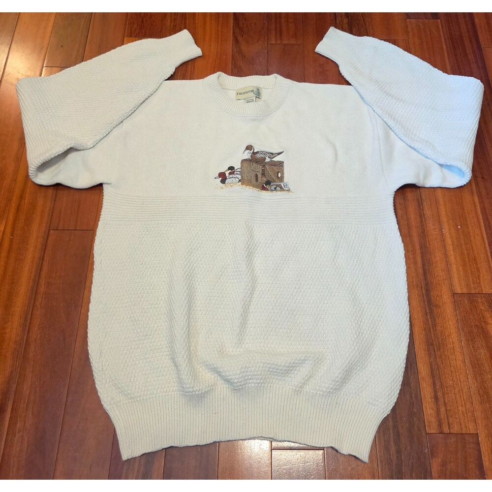 Vintage 90s Fieldmaster Duck Embroidered Crewneck Knit Sweater Medium